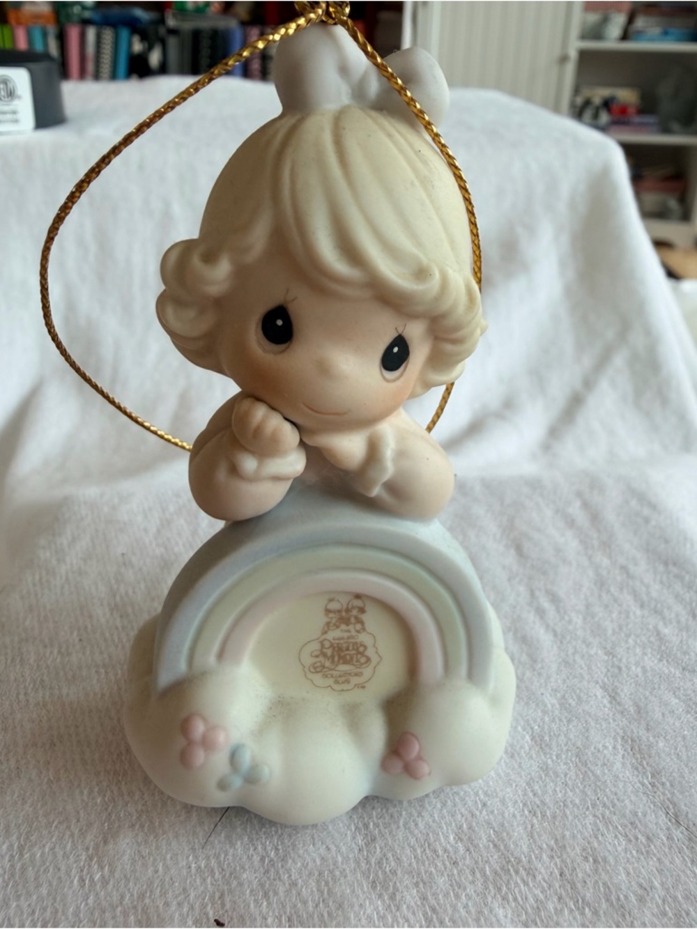 Precious Moments White Porcelain Figurine with Black Lettering